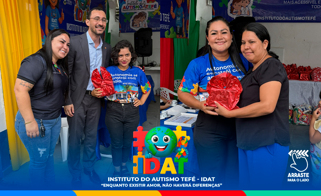 Entrega de brindes e acolhimento em ação social do IDAT