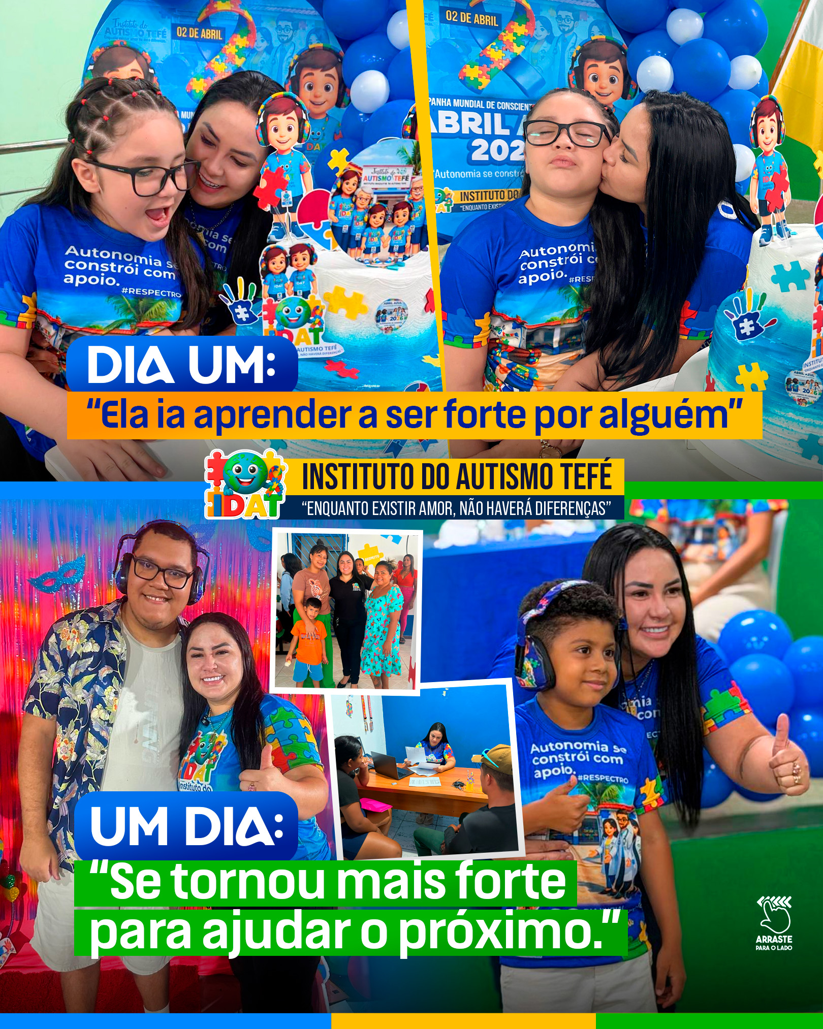 Registros do Abril Azul e acolhimento no Instituto do Autismo Tefé